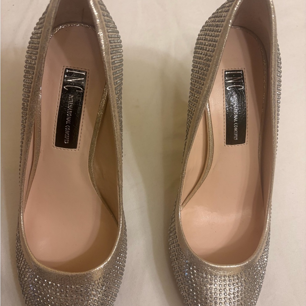 INC International Concepts Women's Glittering Silver Heels